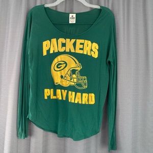 VS Pink Green Bay Packers Long Sleeve Green Gold